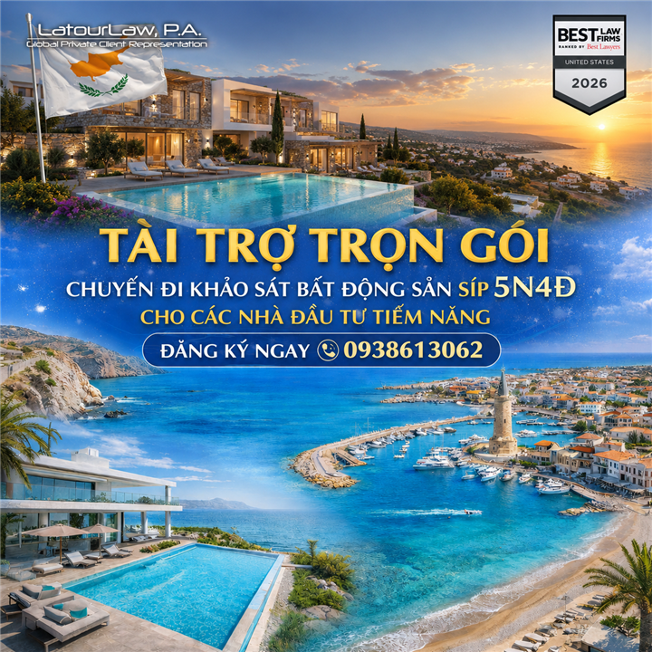 [Độc quyền tháng 6] Tài trợ chuyến khảo sát bất động sản Síp 5 ngày 4 đêm – Cơ hội dành riêng cho 3 nhà đầu tư
